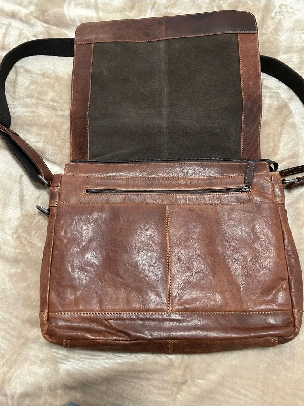 Jack Georges Voyager Buffalo Leather Messenger Bag Brown  - Great Cond! Unisex